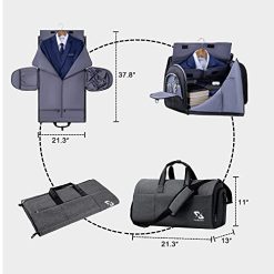 Alternative view of Convertible Garment Bag for travel,Carry on Garment Duffle Bag with Shoe Compartment, Detachable Shoulder Strap – 2 in 1 Suit Bags Suit Travel Bags for Men Women