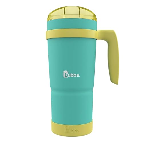 Bubba Envy S Vacuum-Insulated Stainless Steel Tumbler with Lid, 32 oz ?C Removable Bumper and Handle ?C Sweat Resistant and BPA-Free – Ideal for Work, Travel or Poolside – Island Lemon
