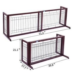 Alternative view of samnewrate Pet Fence Gate Free Standing Adjustable Dog Gate Solid Wood Construction Indoor