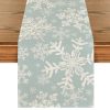 Artoid Mode Navy Blue Snowflakes Christmas Table Runner, Seasonal Winter Holiday Kitchen Dining Table Decoration for Home Party Decor 13×72 Inch