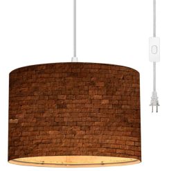 Plug in Pendant Light derelict couch Hanging Lamp with Plug in Clear Cord Linen Lampshade Dimmable Switch for Bedroom Living Room Light Fixtures