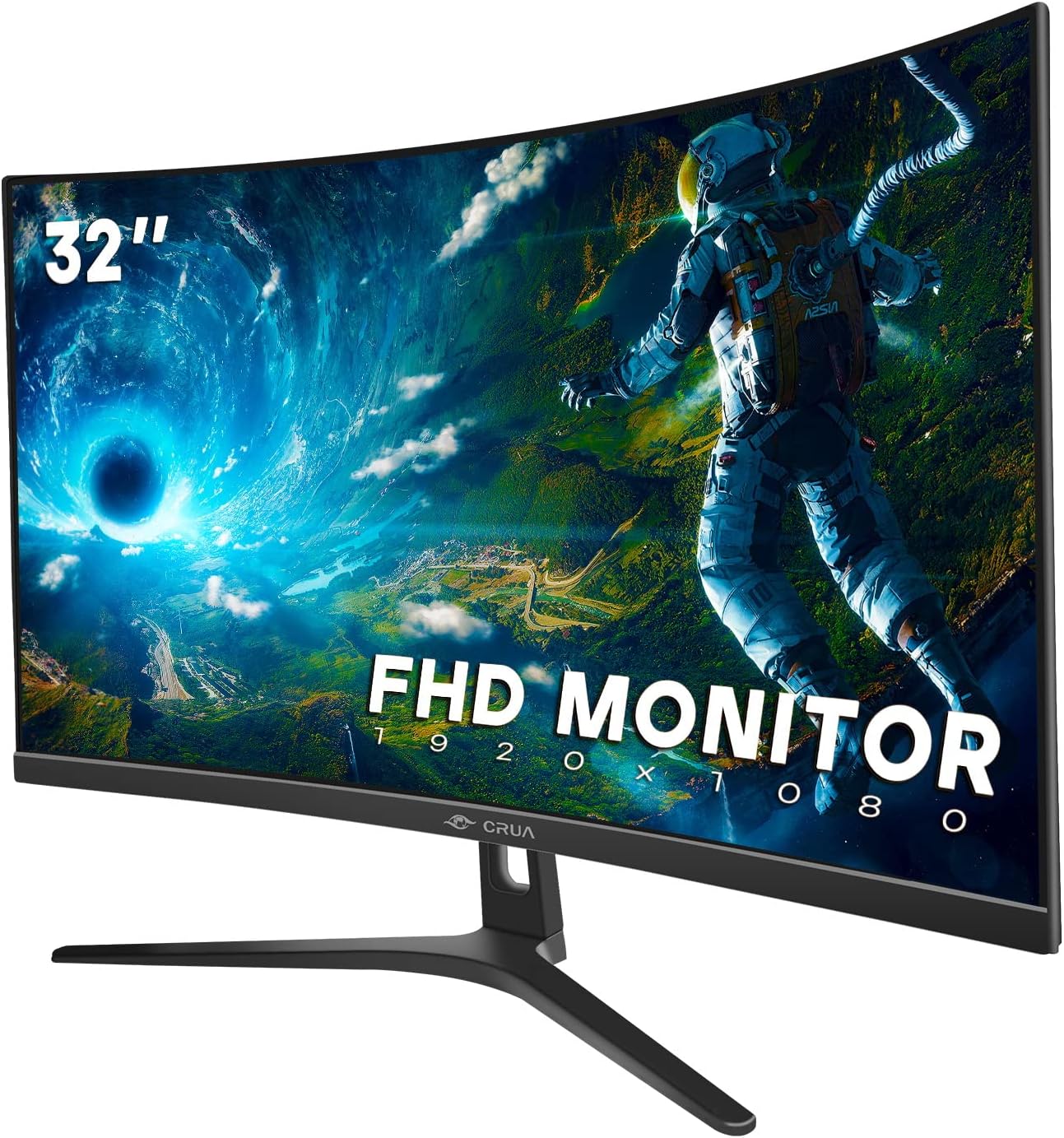 CRUA 32 inch 165Hz Ultrawide Monitor, Curved Gaming Monitor, PC Monitor FHD 1080P Monitor, 1800R Display, 1ms GTG, Freesync and Low Motion Blur, 90% SRGB Colors Gamut, DP,HDMI,DVI Port-Black(VESA) - Image 2