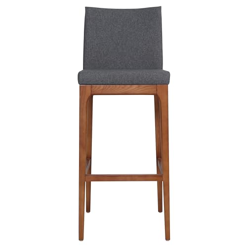 New Pacific Direct Devon PU Leather Counter stool,Walnut Brown Legs,Antique Gray,Set of 2 - Image 4